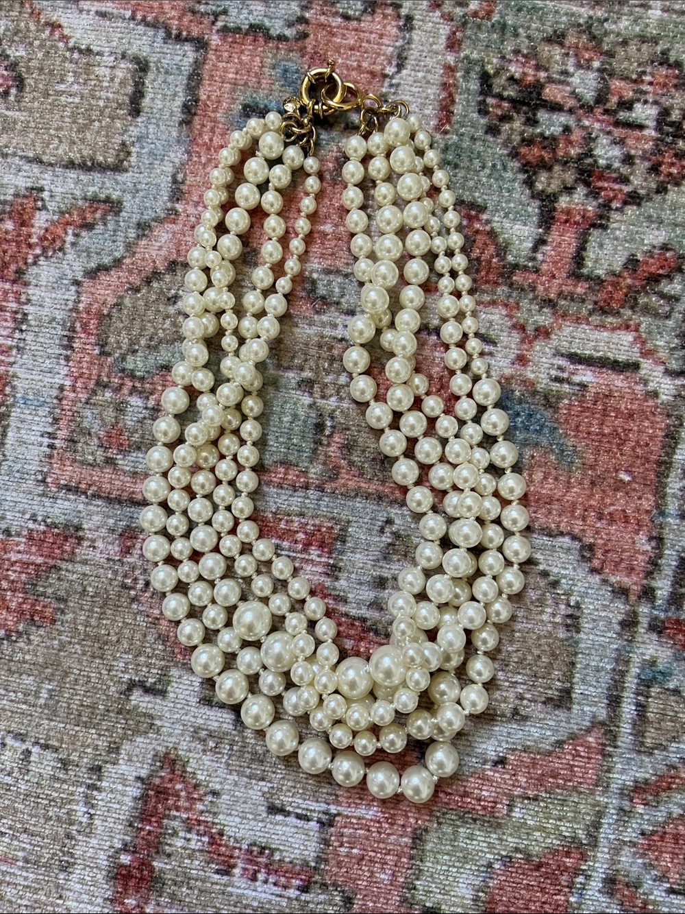 J. Crew Cream 5 Strand Pearl Statement Necklace